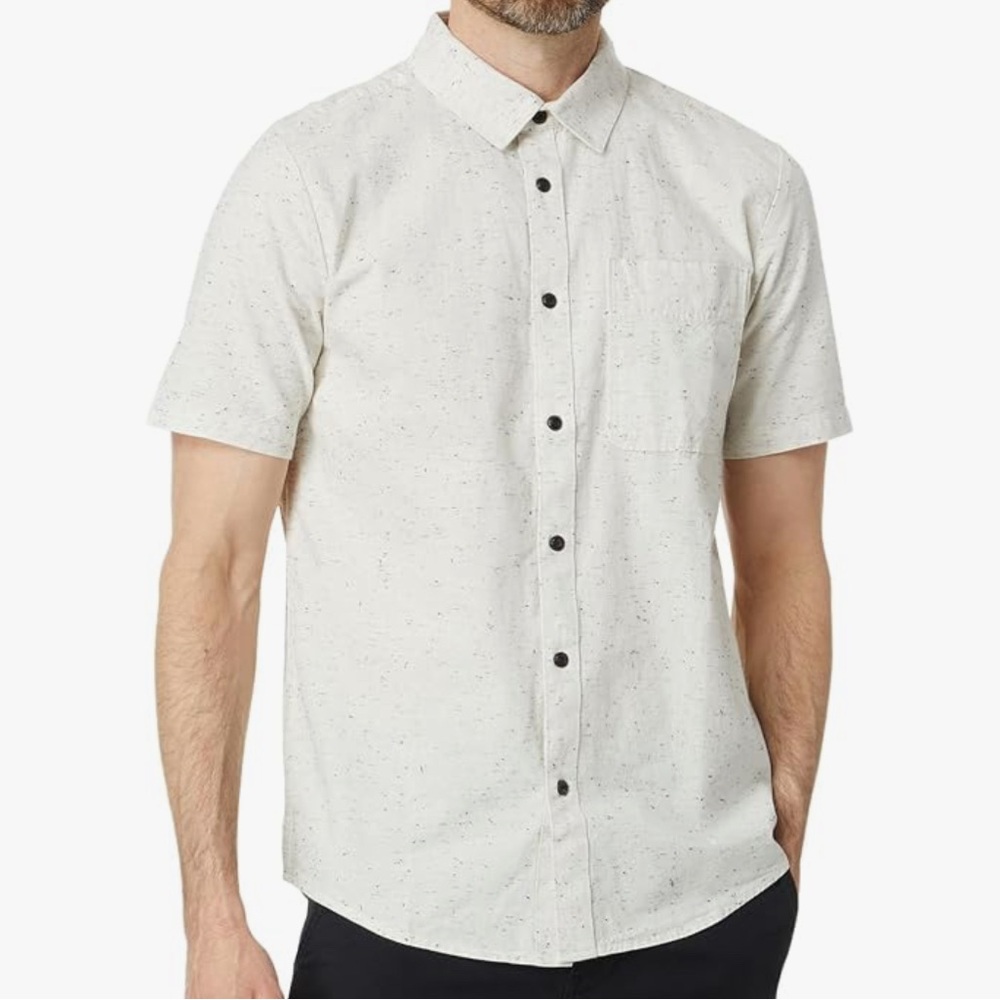 Volcom Date Knight Men's Speckled Cream Button Down Shirt